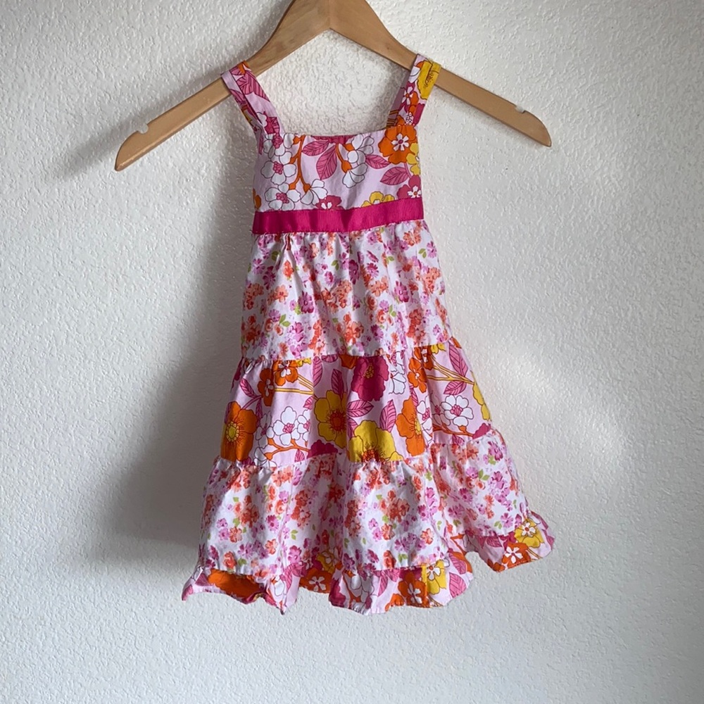 ❤️ Jona Michelle Pink and Orange Floral Girl's Dress Size: 3T